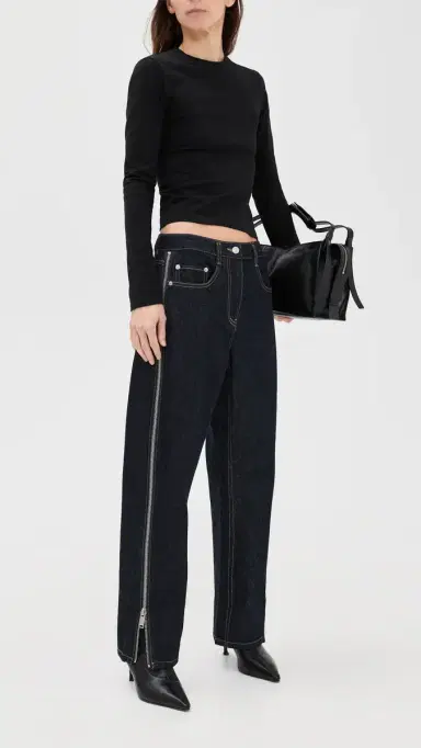 3.1 Phillip Lim Denim Curved Petite Jeans With Zippers Dark Indigo | Thumbnail 5 3.1 Phillip Lim Denim Curved Petite Jeans With Zippers Dark Indigo | Thumbnail 5