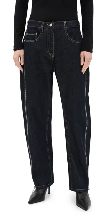 3.1 Phillip Lim Denim Curved Petite Jeans With Zippers Dark Indigo | Thumbnail 1 3.1 Phillip Lim Denim Curved Petite Jeans With Zippers Dark Indigo | Thumbnail 1
