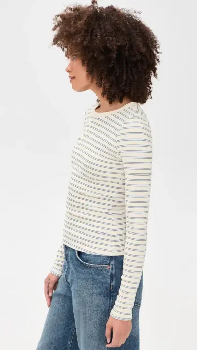 Askk NY Long Sleeve Ribbed Crewneck Double Stripe Blue | Thumbnail 4 Askk NY Long Sleeve Ribbed Crewneck Double Stripe Blue | Thumbnail 4