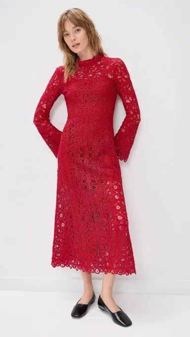 Sea Adelina Battenberg Lace Long Sleeve Dress Red | Thumbnail 2 Sea Adelina Battenberg Lace Long Sleeve Dress Red | Thumbnail 2