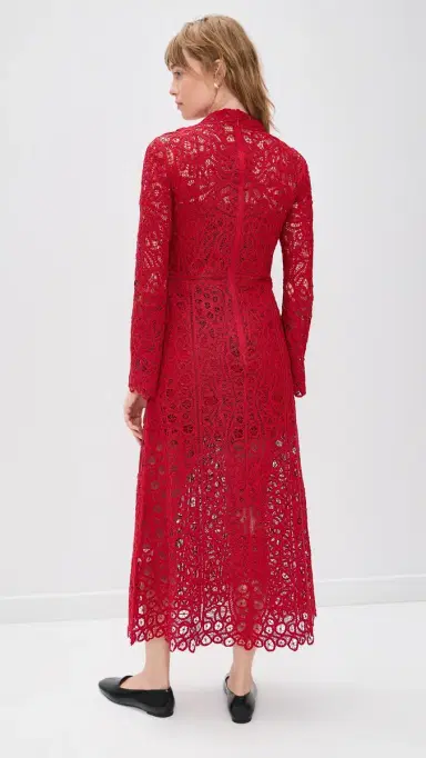 Sea Adelina Battenberg Lace Long Sleeve Dress Red | Thumbnail 3 Sea Adelina Battenberg Lace Long Sleeve Dress Red | Thumbnail 3