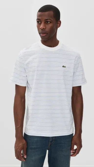 Lacoste Striped Tee Phoenix Blue/Flour | Thumbnail 2 Lacoste Striped Tee Phoenix Blue/Flour | Thumbnail 2