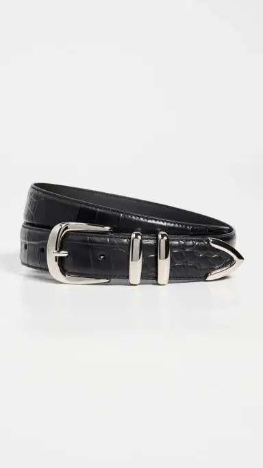 Favorite Daughter The Jordan Croc Embossed Belt Black/Nickel | Thumbnail 2 Favorite Daughter The Jordan Croc Embossed Belt Black/Nickel | Thumbnail 2