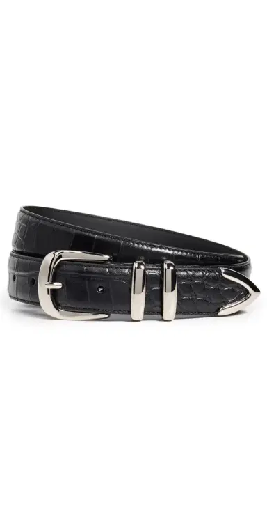 Favorite Daughter The Jordan Croc Embossed Belt Black/Nickel | Thumbnail 1 Favorite Daughter The Jordan Croc Embossed Belt Black/Nickel | Thumbnail 1