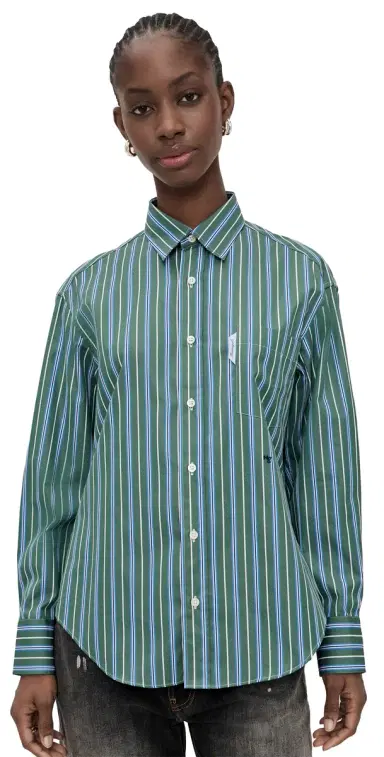 HOMMEGIRLS Oxford hirt Green Porto tripe | Thumbnail 1 HOMMEGIRLS Oxford hirt Green Porto tripe | Thumbnail 1