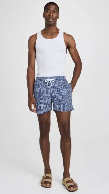 Frescobol Carioca Angra Print Sport Shorts 4.75 Navy Blue | Thumbnail 5 Frescobol Carioca Angra Print Sport Shorts 4.75 Navy Blue | Thumbnail 5