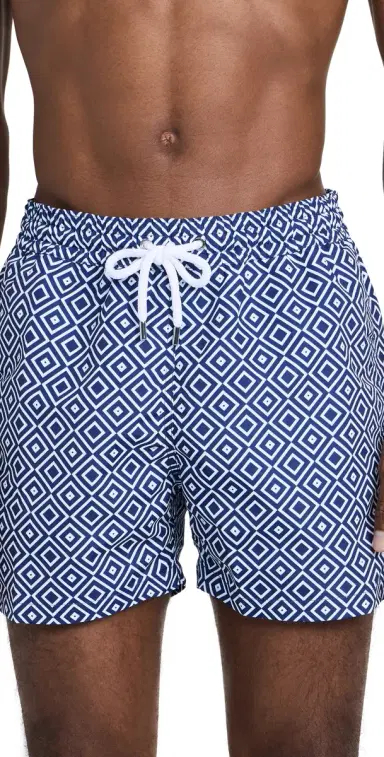 Frescobol Carioca Angra Print Sport Shorts 4.75 Navy Blue | Thumbnail 1 Frescobol Carioca Angra Print Sport Shorts 4.75 Navy Blue | Thumbnail 1