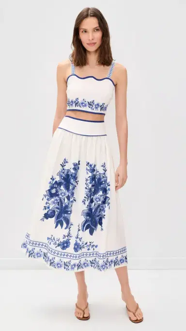 Moon River Floral Midi kirt Off White Multi | Thumbnail 5 Moon River Floral Midi kirt Off White Multi | Thumbnail 5
