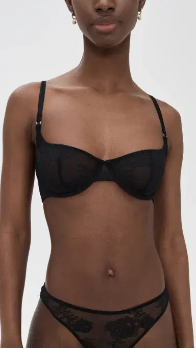 Fleur du Mal Bouquet Lace Scooped Balconette Bra Black 34D | Thumbnail 2 Fleur du Mal Bouquet Lace Scooped Balconette Bra Black 34D | Thumbnail 2