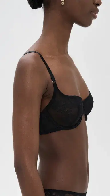 Fleur du Mal Bouquet Lace Scooped Balconette Bra Black 34D | Thumbnail 4 Fleur du Mal Bouquet Lace Scooped Balconette Bra Black 34D | Thumbnail 4