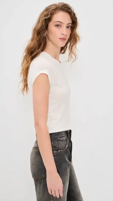 IRO Sybel Linen V Neck Tee Porcelain M | Thumbnail 4 IRO Sybel Linen V Neck Tee Porcelain M | Thumbnail 4