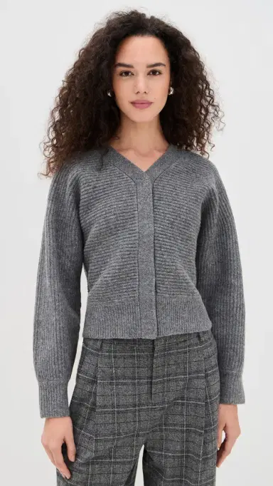 LE BOP ira Stitched Cardigan Charcoal | Thumbnail 2 LE BOP ira Stitched Cardigan Charcoal | Thumbnail 2