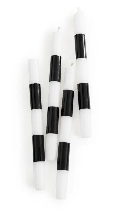 FAZEEK Striped Dinner Candle Set of 4 Black/White One Size | Thumbnail 3 FAZEEK Striped Dinner Candle Set of 4 Black/White One Size | Thumbnail 3