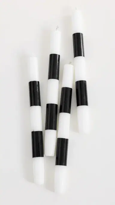FAZEEK Striped Dinner Candle Set of 4 Black/White One Size | Thumbnail 4 FAZEEK Striped Dinner Candle Set of 4 Black/White One Size | Thumbnail 4