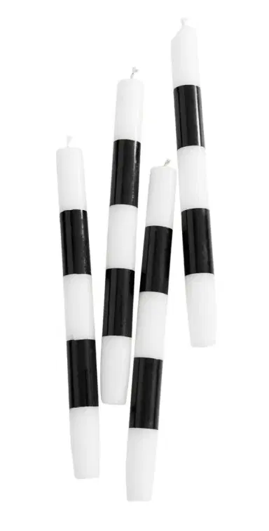 FAZEEK Striped Dinner Candle Set of 4 Black/White One Size | Thumbnail 1 FAZEEK Striped Dinner Candle Set of 4 Black/White One Size | Thumbnail 1