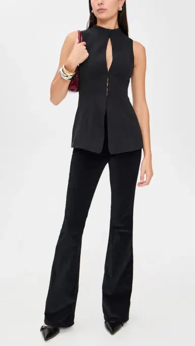 Veronica Beard Jean Beverly Velvet Skinny Flare Jeans Black | Thumbnail 5 Veronica Beard Jean Beverly Velvet Skinny Flare Jeans Black | Thumbnail 5