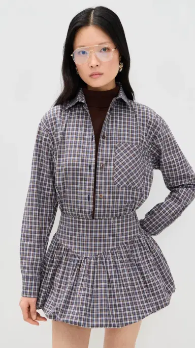 LE BOP Winnie Buttondown Chocolate Check M | Thumbnail 2 LE BOP Winnie Buttondown Chocolate Check M | Thumbnail 2