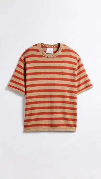 The Elder Statesman Unisex cout tripe Cashmere Knit Tee and/Tigerlily | Thumbnail 2 The Elder Statesman Unisex cout tripe Cashmere Knit Tee and/Tigerlily | Thumbnail 2