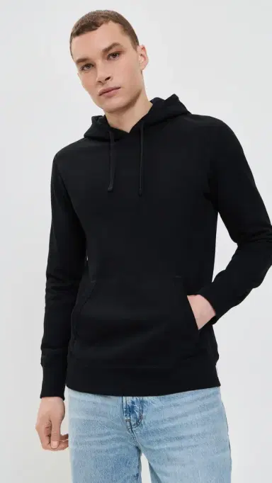 REIGNING CHAMP Midweight Terry Slim Hoodie Black | Thumbnail 2 REIGNING CHAMP Midweight Terry Slim Hoodie Black | Thumbnail 2