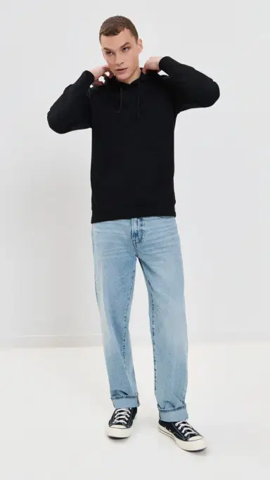REIGNING CHAMP Midweight Terry Slim Hoodie Black | Thumbnail 5 REIGNING CHAMP Midweight Terry Slim Hoodie Black | Thumbnail 5