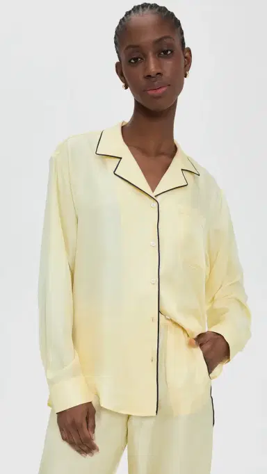 Comme Si Notched Collar Shirt Butter/Black | Thumbnail 2 Comme Si Notched Collar Shirt Butter/Black | Thumbnail 2