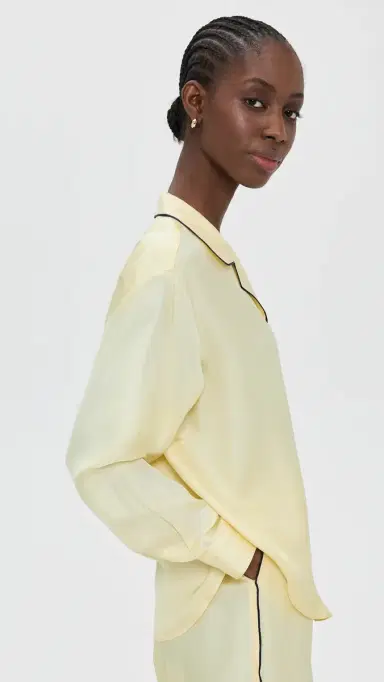 Comme Si Notched Collar Shirt Butter/Black | Thumbnail 4 Comme Si Notched Collar Shirt Butter/Black | Thumbnail 4