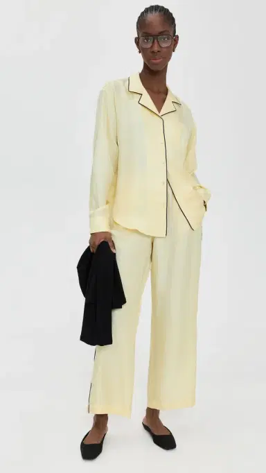 Comme Si Notched Collar Shirt Butter/Black | Thumbnail 5 Comme Si Notched Collar Shirt Butter/Black | Thumbnail 5