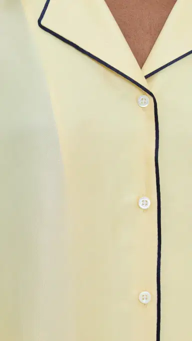 Comme Si Notched Collar Shirt Butter/Black | Thumbnail 6 Comme Si Notched Collar Shirt Butter/Black | Thumbnail 6