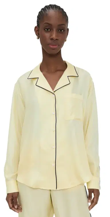Comme Si Notched Collar Shirt Butter/Black | Thumbnail 1 Comme Si Notched Collar Shirt Butter/Black | Thumbnail 1