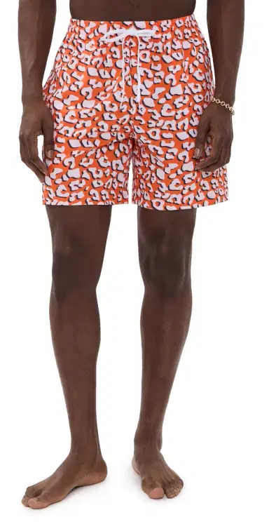 Dur Doux Abstract Swim Trunks 7 White/Orange | Thumbnail 1 Dur Doux Abstract Swim Trunks 7 White/Orange | Thumbnail 1