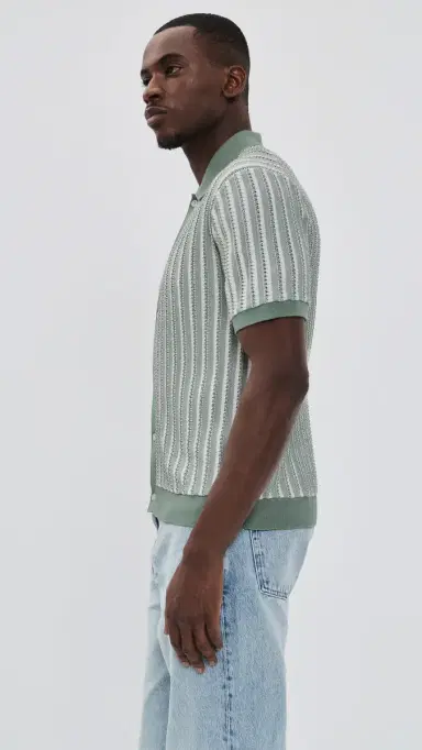Madewell Core Cotton Vertical Stripe Polo Frosted Cypress | Thumbnail 4 Madewell Core Cotton Vertical Stripe Polo Frosted Cypress | Thumbnail 4