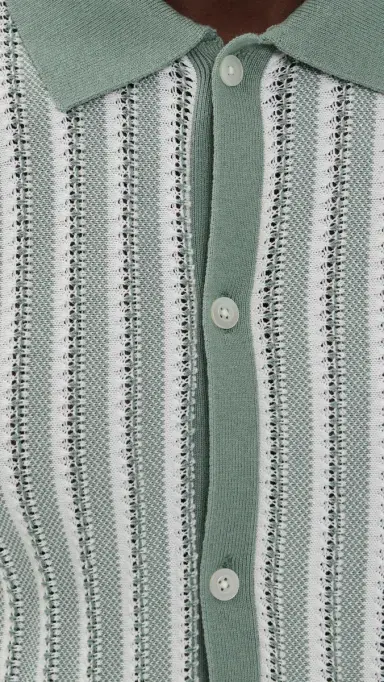 Madewell Core Cotton Vertical Stripe Polo Frosted Cypress | Thumbnail 6 Madewell Core Cotton Vertical Stripe Polo Frosted Cypress | Thumbnail 6