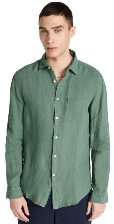 Portuguese Flannel Linen Shirt Dry Green M | Thumbnail 1 Portuguese Flannel Linen Shirt Dry Green M | Thumbnail 1