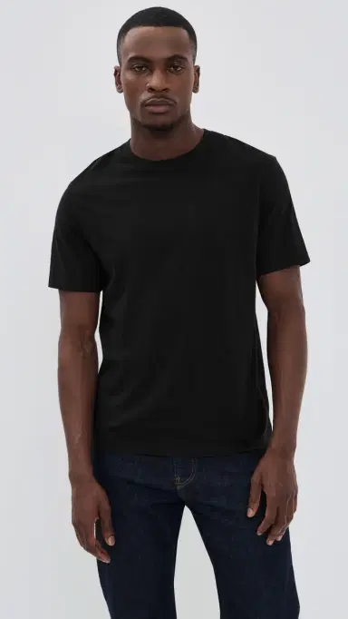 FRAME Short Sleeve Light Cotton Tee Black | Thumbnail 2 FRAME Short Sleeve Light Cotton Tee Black | Thumbnail 2