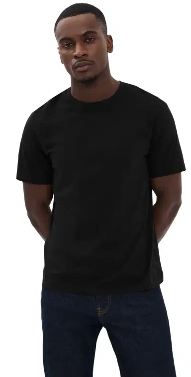 FRAME Short Sleeve Light Cotton Tee Black | Thumbnail 1 FRAME Short Sleeve Light Cotton Tee Black | Thumbnail 1