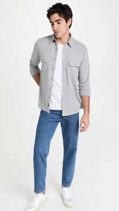 Faherty Legend Sweater Shirt Fossil Grey Twill | Thumbnail 5 Faherty Legend Sweater Shirt Fossil Grey Twill | Thumbnail 5