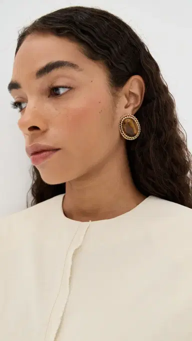 KENNETH JAY LANE Cabochon Earrings Tigers Eye | Thumbnail 3 KENNETH JAY LANE Cabochon Earrings Tigers Eye | Thumbnail 3