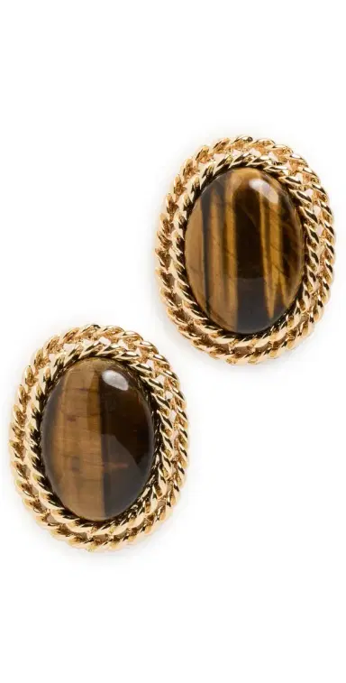 KENNETH JAY LANE Cabochon Earrings Tigers Eye | Thumbnail 1 KENNETH JAY LANE Cabochon Earrings Tigers Eye | Thumbnail 1