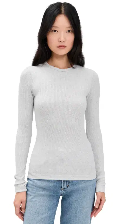 AGOLDE Delphi Slim Tee Brushed Heather Grey | Thumbnail 1 AGOLDE Delphi Slim Tee Brushed Heather Grey | Thumbnail 1