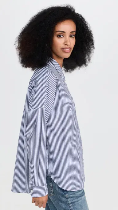 Alex Mill Jo hirt in triped Paper Poplin Navy/White | Thumbnail 4 Alex Mill Jo hirt in triped Paper Poplin Navy/White | Thumbnail 4