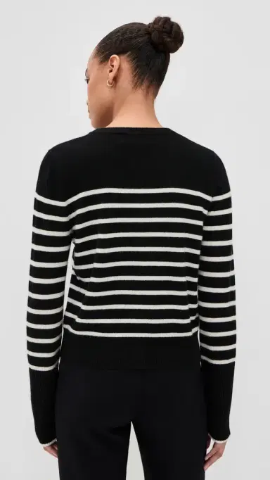 La Ligne Stripe Lean Lines Cashmere Cardigan Black/Cream | Thumbnail 3 La Ligne Stripe Lean Lines Cashmere Cardigan Black/Cream | Thumbnail 3