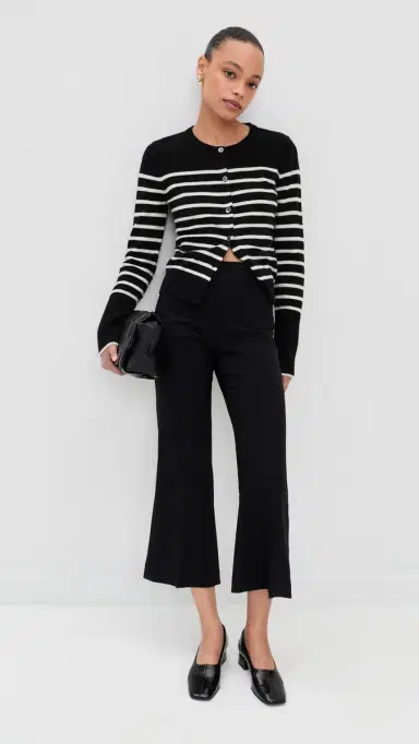 La Ligne Stripe Lean Lines Cashmere Cardigan Black/Cream | Thumbnail 5 La Ligne Stripe Lean Lines Cashmere Cardigan Black/Cream | Thumbnail 5