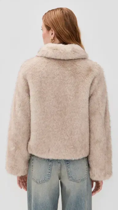 DUNST Faux Fur Cropped Jacket Greyish Beige | Thumbnail 3 DUNST Faux Fur Cropped Jacket Greyish Beige | Thumbnail 3