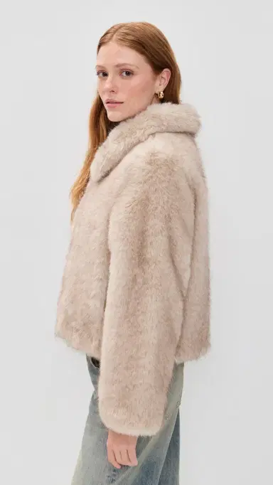 DUNST Faux Fur Cropped Jacket Greyish Beige | Thumbnail 4 DUNST Faux Fur Cropped Jacket Greyish Beige | Thumbnail 4