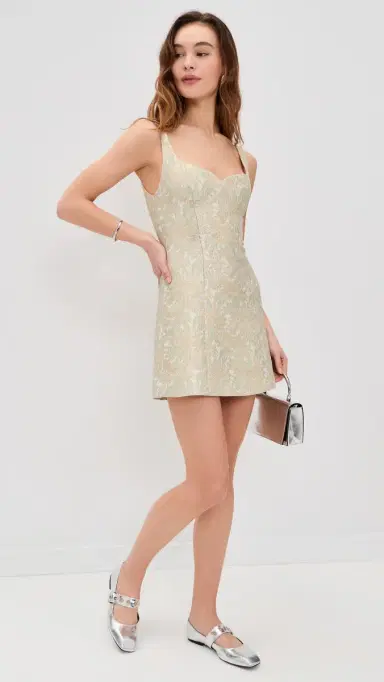 ALICE + OLIVIA Eve Sweetheart Mini Dress Off White/Sage | Thumbnail 5 ALICE + OLIVIA Eve Sweetheart Mini Dress Off White/Sage | Thumbnail 5