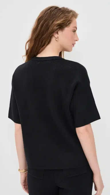 English Factory Collar Knit Half Sleeves Top Black | Thumbnail 3 English Factory Collar Knit Half Sleeves Top Black | Thumbnail 3