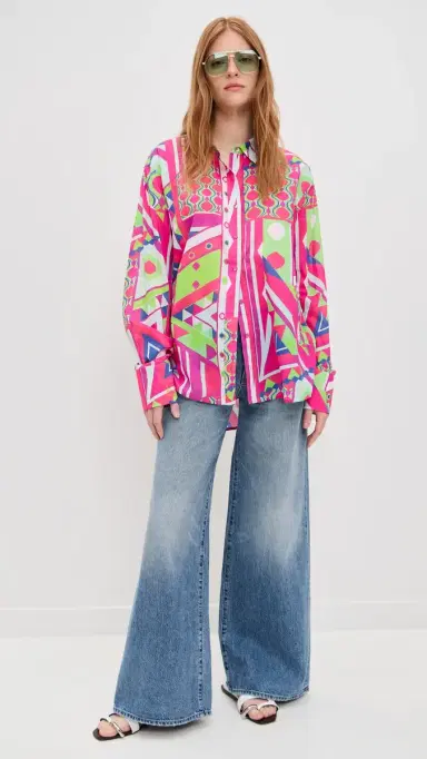 Coniglio Palm Beach Classic Button Down Prism Geo Magenta Grove One Size | Thumbnail 2 Coniglio Palm Beach Classic Button Down Prism Geo Magenta Grove One Size | Thumbnail 2