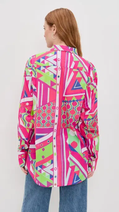 Coniglio Palm Beach Classic Button Down Prism Geo Magenta Grove One Size | Thumbnail 4 Coniglio Palm Beach Classic Button Down Prism Geo Magenta Grove One Size | Thumbnail 4
