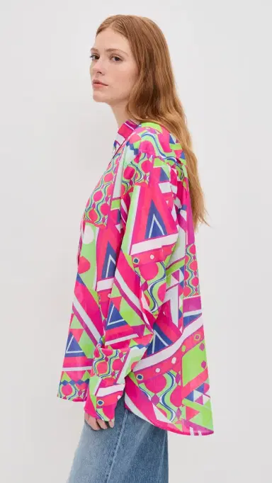 Coniglio Palm Beach Classic Button Down Prism Geo Magenta Grove One Size | Thumbnail 5 Coniglio Palm Beach Classic Button Down Prism Geo Magenta Grove One Size | Thumbnail 5