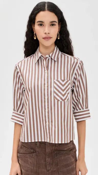 rag & bone Lucia tripe Poplin Shirt Brwst | Thumbnail 2 rag & bone Lucia tripe Poplin Shirt Brwst | Thumbnail 2